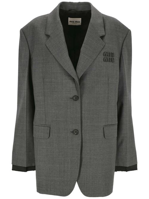 Grey virgin wool twill jacket Miu Miu | MH1907S-OOO11RFF0480